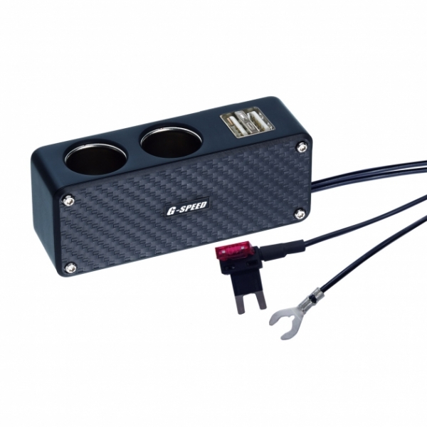 PR-39　2孔插座 + 2 USB (插片式-小型保險絲) MAX3.2A